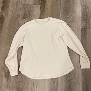 Uniqlo White Cream Waffle Long Sleeve Shirt